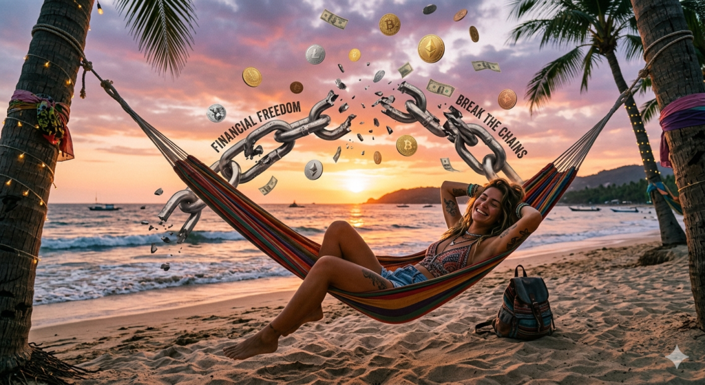 libertad financiera tiempo playa cadenas rotas
